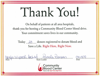 HWA Participates in Kansas City Community Blood Drive